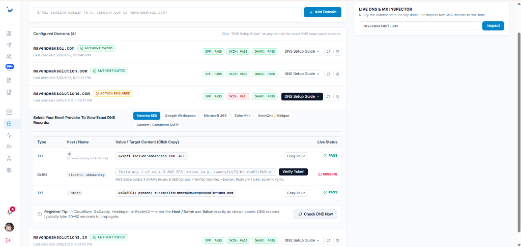 Maven Mailer Universal DNS Inspector